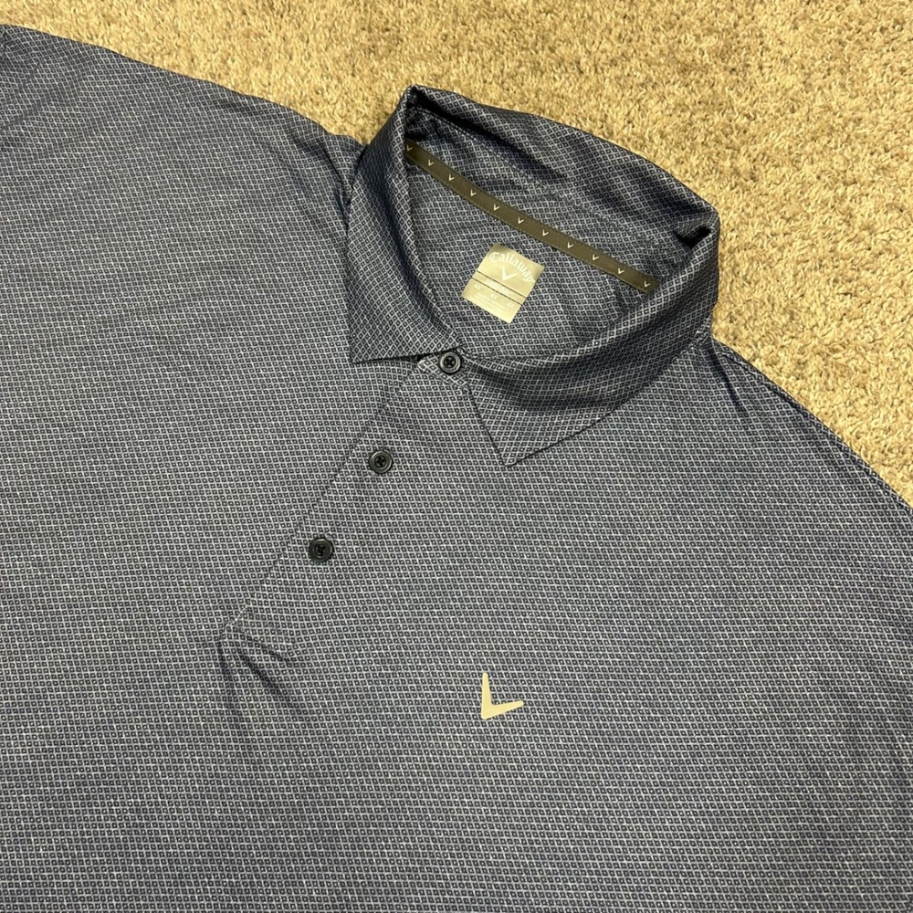 Callaway Opti Dri Golf Polo 4X Big Blue Geometric Short Sleeve Performance Shirt